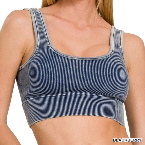 Zenana Outfitters Tops - LG/XL---Washed Ribbed Seamless With Bra Pads